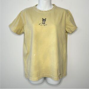 LIFE IS GOOD Pale Yellow Horse Sunglasses T-shirt Size Medium